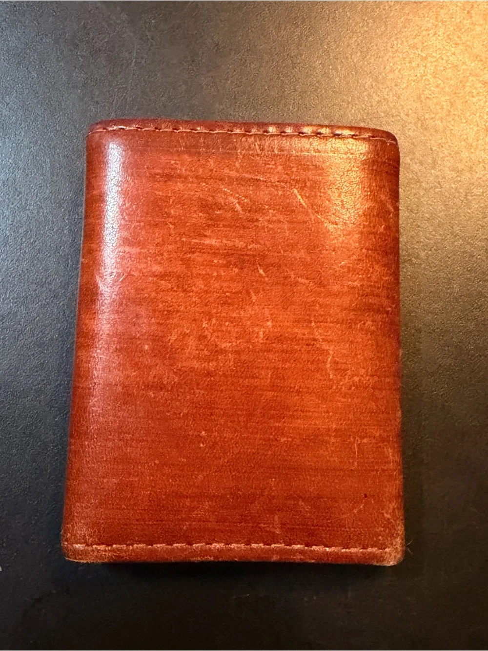 Western Express Horse Embossed Antique Brown Leather Trifold Wallet